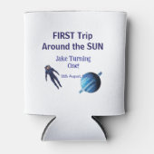 First trip around the sun planet astronaut birthda 缶クーラー (正面)