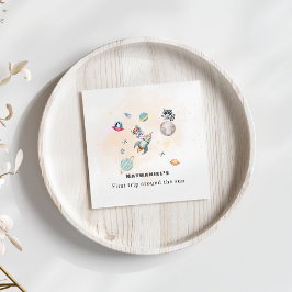 First Trip Around the Sun space animals Birthday  スタンダードカクテルナプキン