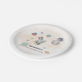 First Trip Around the Sun space animals Birthday  ペーパープレート (アングル)