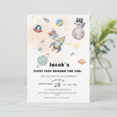 First Trip Around the Sun space Animals Birthday  招待状 (スタンド正面)