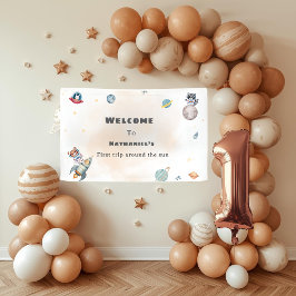 First Trip Around the Sun space animals Birthday  横断幕