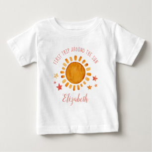  First Trip Around The Sun- Sunshine 1st Birthday ベビーTシャツ