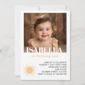 First Trip Sun写真のまわりに1st誕生日の招待 招待状 (正面)