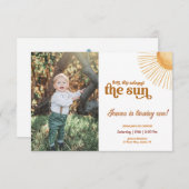 First Trip Sun のまわりに1st誕生日の写真 招待状 (正面/裏面)