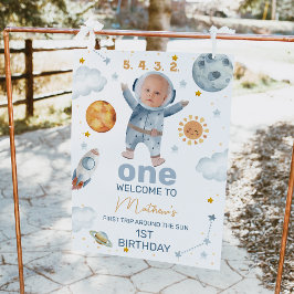 First Trip Sun のまわりに1st Birthday Welcome Sign フォトプリント