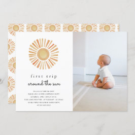 First Trip Sun のまわりに One Birthday Party写真 招待状