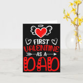 First Valentine As A Dad Heart New Father Valentin カード (黄色い花)