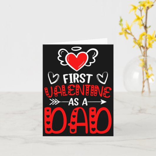 First Valentine As A Dad Heart New Father Valentin カード (黄色い花)