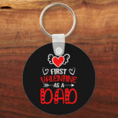 First Valentine As A Dad Heart New Father Valentin キーホルダー (正面)