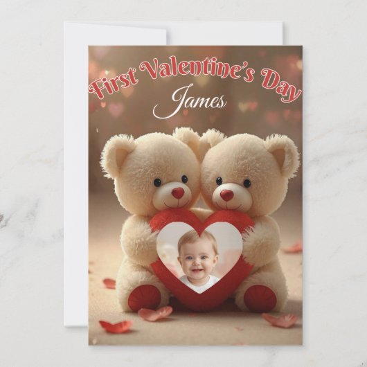 First Valentine’s Day Baby Card for Kids & Familie サンキューカード (正面)