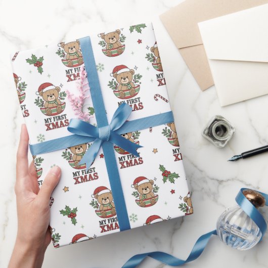 First Xmas Teddy Bear Gift  ラッピングペーパー (ギフト)