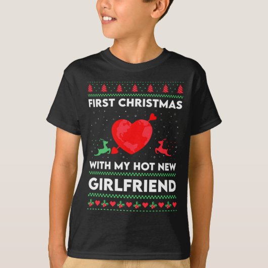 First Xmas With My New Girlfriend Men Ugly Christ Tシャツ (正面)
