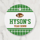 First Year Down | フットボール1歳の誕生日パーティー フェイバータグ (裏面)