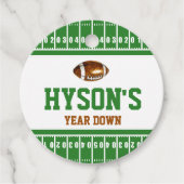 First Year Down | フットボール1歳の誕生日パーティー フェイバータグ (正面)