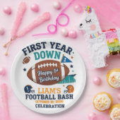 First Year Down フットボール 1歳の誕生日 ペーパープレート (パーティー)