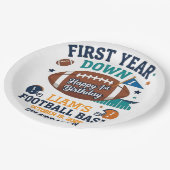 First Year Down フットボール 1歳の誕生日 ペーパープレート (アングル)