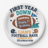 First Year Down フットボール 1歳の誕生日 ペーパープレート (正面)
