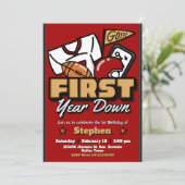 First Year Down - 1st Birthday Football Invitation 招待状 (スタンド正面)