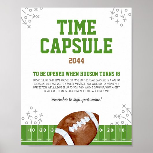 First Year Down 1st Birthday Time Capsule Sign ポスター (正面)