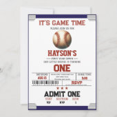 First Year Down Baseball 1st Birthday Party   招待状 (正面)