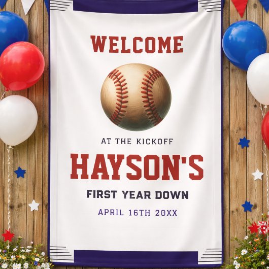  First Year Down Baseball 1st Birthday Welcome 横断幕
