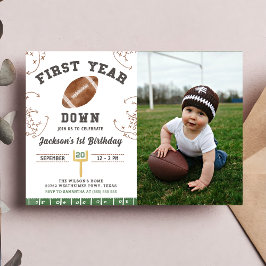 First Year Down Football 1st Birthdayパーティー写真 招待状