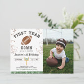 First Year Down Football 1st Birthdayパーティー写真 招待状 (スタンド正面)