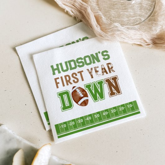 First Year Down Football 1st Birthday スタンダードカクテルナプキン