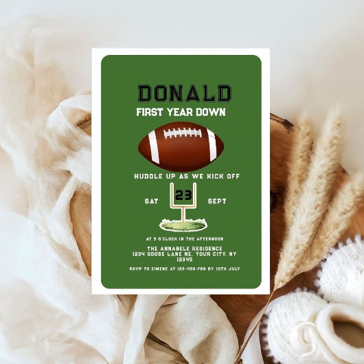 First Year Down Football 1st Birthday  招待状