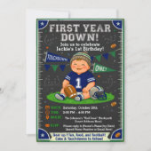 First Year Down Football 1st Birthday Invitation 招待状 (正面)