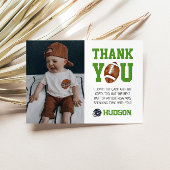 First Year Down Football 1st Birthday Photo サンキューカード