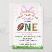 First Year Down Football 1st Girl Birthday 招待状 (正面)