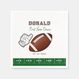 First Year Down Football Birthday  スタンダードカクテルナプキン