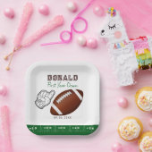 First Year Down Football Birthday  ペーパープレート (パーティー)
