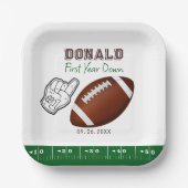First Year Down Football Birthday  ペーパープレート (正面)