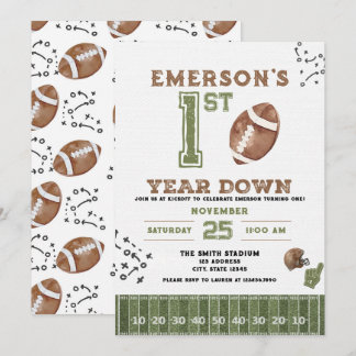 First Year Down Football Birthday Invitation, 2nd 招待状