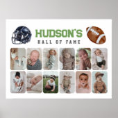 First Year Down Football Birthday Photo Collage ポスター (正面)