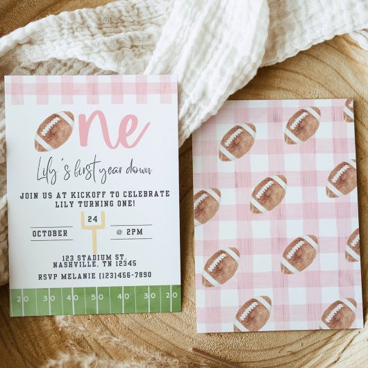 First Year Down Football Invitation, First Birthda 招待状