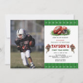 First Year Down Football photo 1st Birthdayパーティー 招待状 (正面)