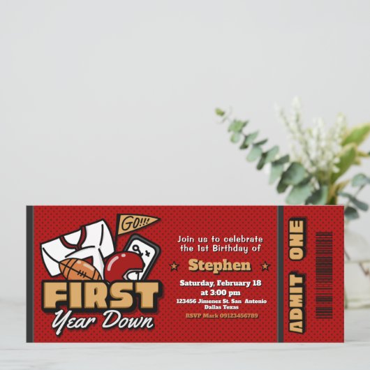 First Year Down - Football Ticket 招待状 (スタンド正面)