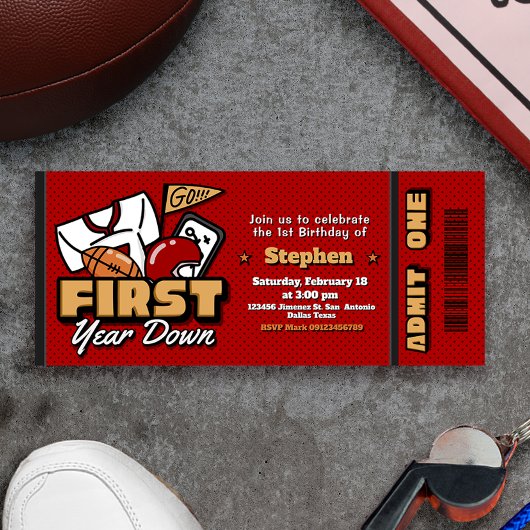 First Year Down - Football Ticket 招待状