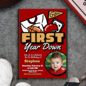 First Year Down - Football with Photo 招待状