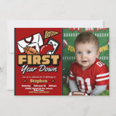 First Year Down - Football with Photo Landscape 招待状 (正面)