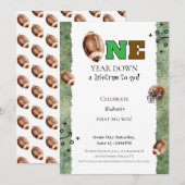 First Year Down Invitation • Football 1st Birthday 招待状 (正面/裏面)