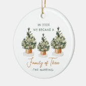 First Year Family of Three Christmas Trees Photo セラミックオーナメント (左)