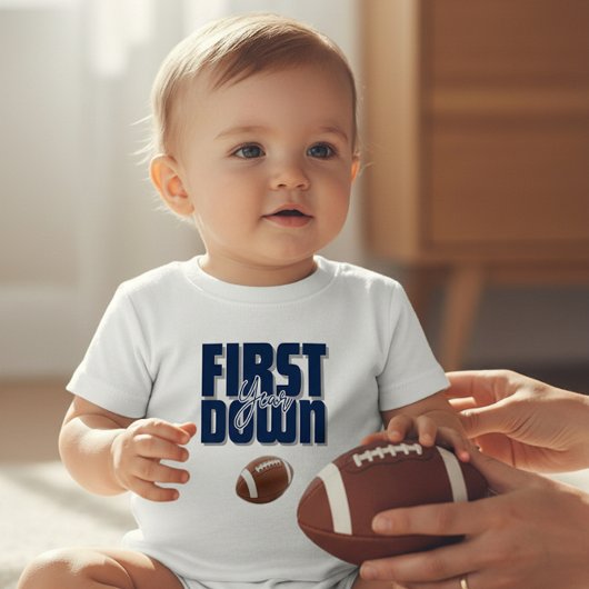 First Year Football First Down Navy Blue T-Shirt ベビーTシャツ