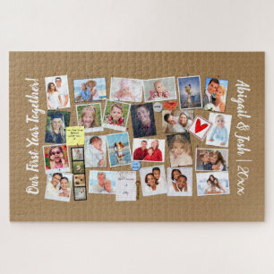 First Year Together Photo Memories フェイク Cork Board ジグソーパズル