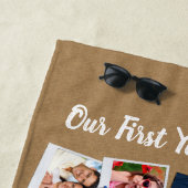 First Year Together Photo Memories フェイク Cork Board ビーチタオル (インサイチュ)