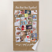 First Year Together Photo Memories フェイク Cork Board ビーチタオル (正面)