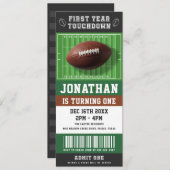 First Year Touchdown Football Ticket 1st Birthday 招待状 (正面/裏面)